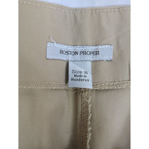 Boston Proper Light Tan Flat Front Side Zipper Dress Pants Slacks Size 16 - Picture 3 of 6